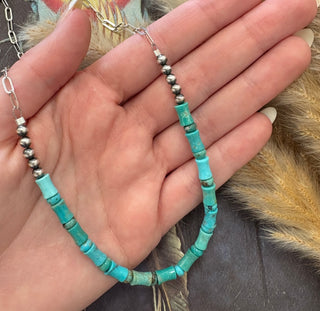Kingman Turquoise Pearl Chain Necklace
