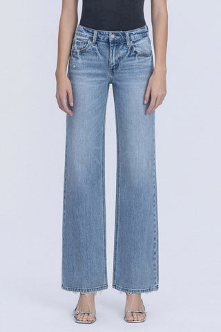 Mid Rise Slim Wide Denim Jeans