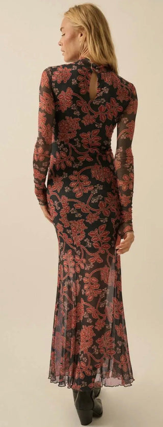 Floral Mesh Maxi Dress