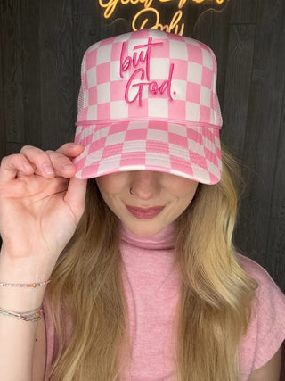 "But God" Pink Checkered Hat
