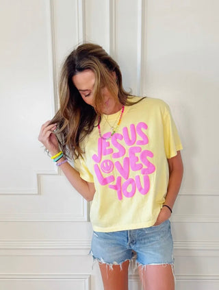 Smiley Jesus Loves You Cropped Tee