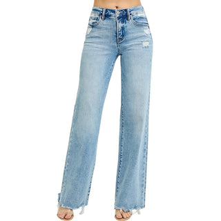 Risen Tummy Control Mid Rise Wide Jeans