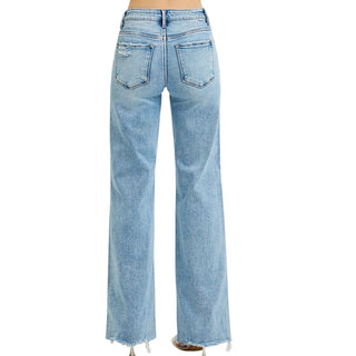 Risen Tummy Control Mid Rise Wide Jeans