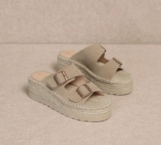 Double Buckle Platform Sandals