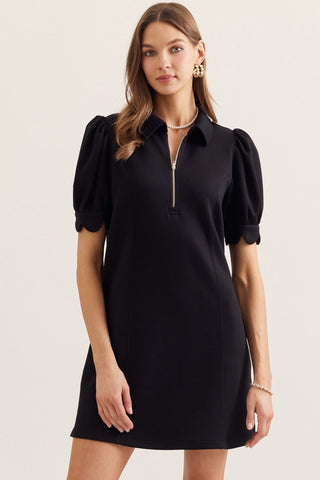 half zip mini dress Red Ribbed Polo Half Zip Mini Dress Medium