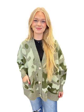Oversized Camouflage Pullover Sweater Cardigan