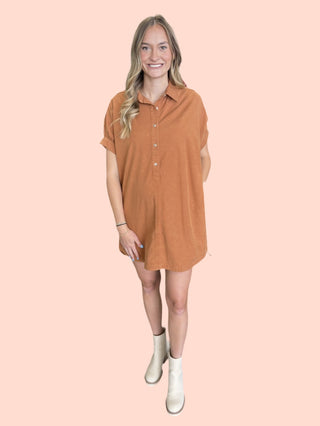 Mineral Washed Mini Shirt Dress