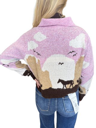 Printed Long Sleeve Sweater Cardigan