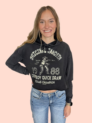 Original Gangsta Black Cropped Hoodie