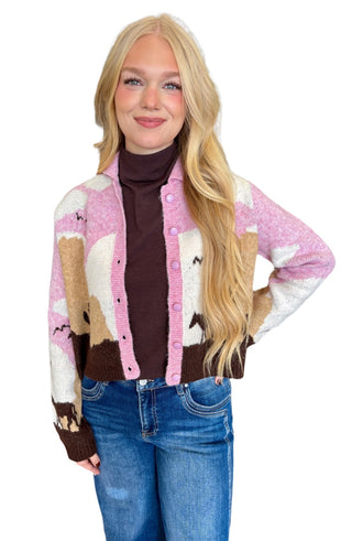 Printed Long Sleeve Sweater Cardigan