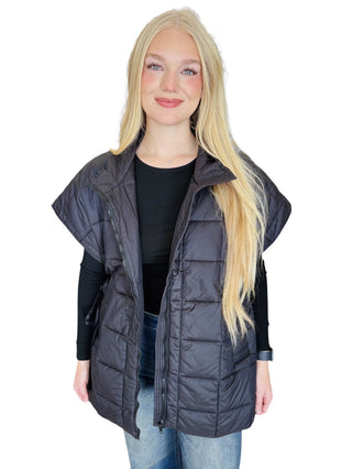 High Neck Zip Up Quilting Padded Vest