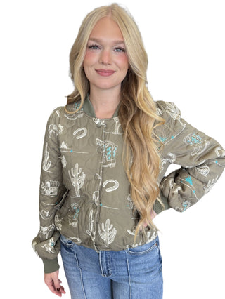 Western Printed LS Blazer Jacket