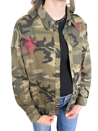 Camo Printed Shirt With Embroidery