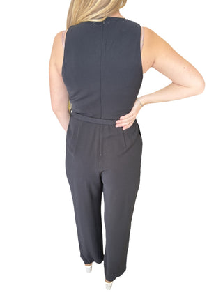 Twist Ruched Neck Belted Jumpsuit