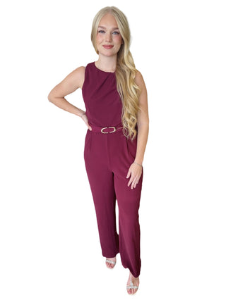 Twist Ruched Neck Belted Jumpsuit