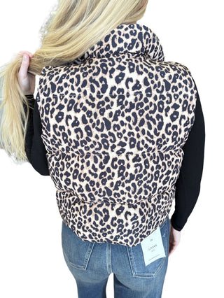 Leopard Print Puffer Vest
