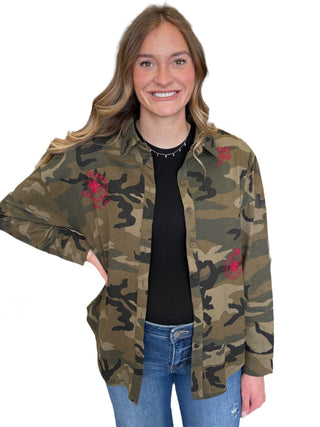 Camo Printed Shirt With Embroidery