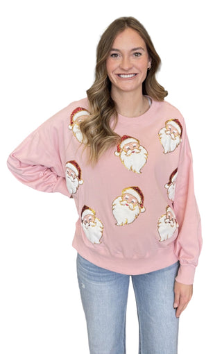 Santa Sequins & Fur Embo Oversized Terry Sweatshirts