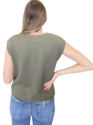 Western Graphic Cap Sleeve Sweater