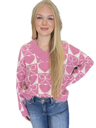 Heart & Ribbon Sweater Pullover