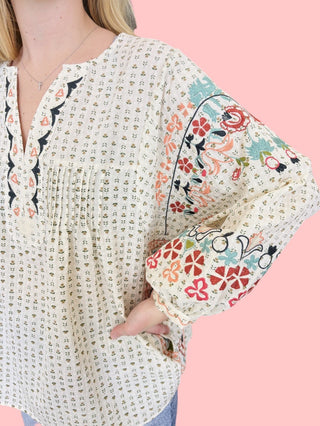 Dolman Sleeve Embroidered Top
