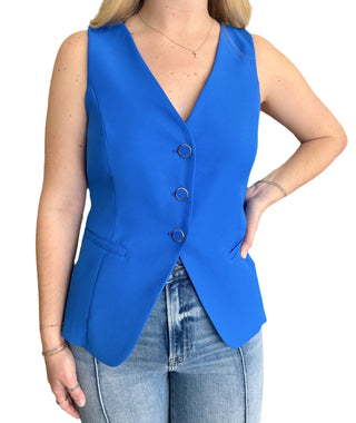 Royal Blue Recycled Shirred Sleeveless Vest