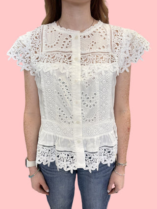 Lace & Eyelet Peplum Blouse
