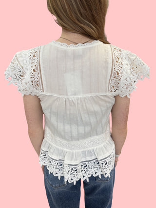 Lace & Eyelet Peplum Blouse