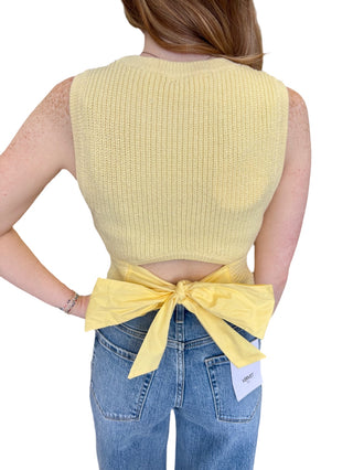 Back Bow Detail Sleeveless Sweater Top