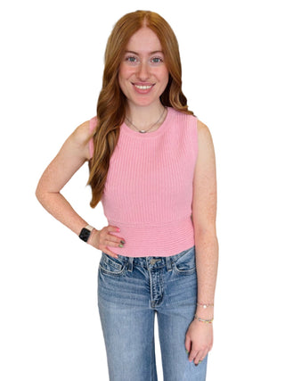 Back Bow Detail Sleeveless Sweater Top