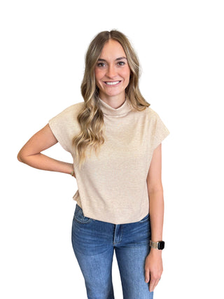 Solid knit mock neck pullover top