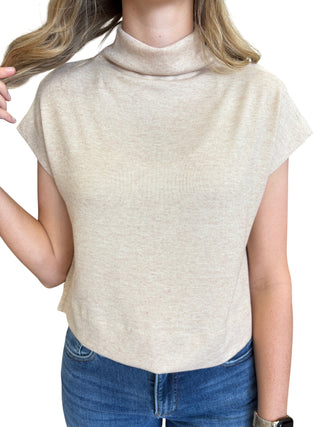 Solid knit mock neck pullover top