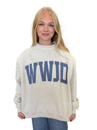 "WWJD & Amen" Reversible Mock Neck Sweatshirt