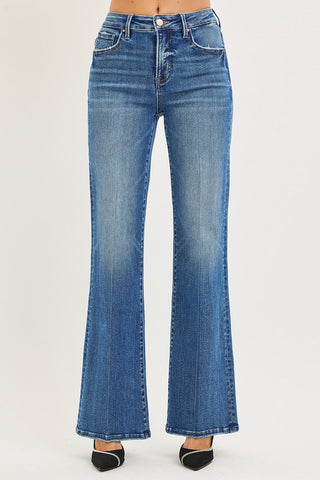 Risen Tummy Control High Rise Wide Flare Jeans