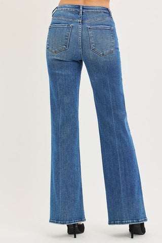 Risen Tummy Control High Rise Wide Flare Jeans