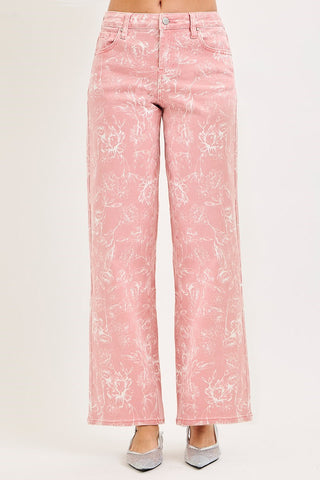 Pink Floral Slouchy Pants