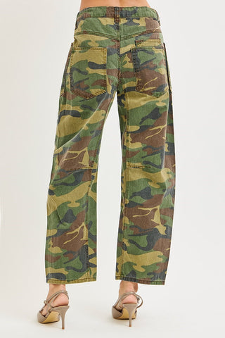 Slouchy Crop Barrel Pants In Camo
