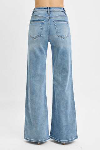 Risen High Rise Wide-Front Yoke Detailed Jeans