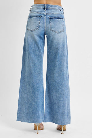 Tummy Control High Rise Ankle Palazzo Jeans