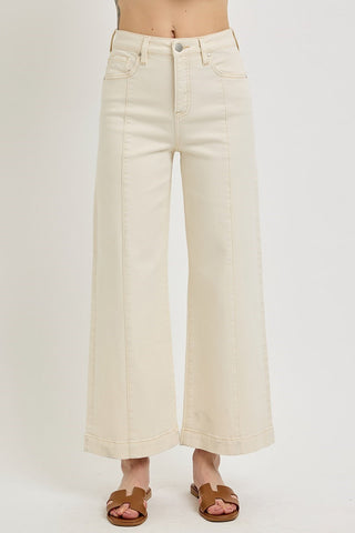 Ivory Tummy Control High Rise Crop Wide Pants