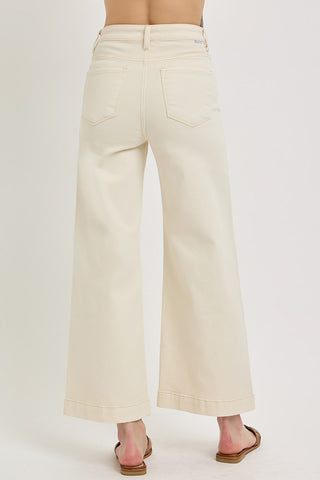 Ivory Tummy Control High Rise Crop Wide Pants