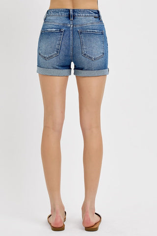 High Rise Pickaboo Lining Rolled Up Shorts