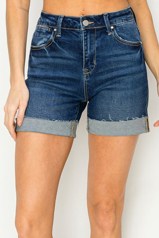 High Rise Pickaboo Lining Rolled Up Shorts