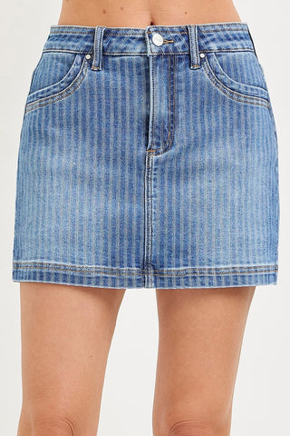 High Rise Stripe Mini Skort