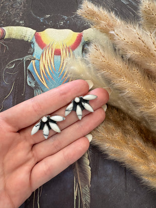 HOWLITE HALF FLORAL CLUSTER POST EARRING