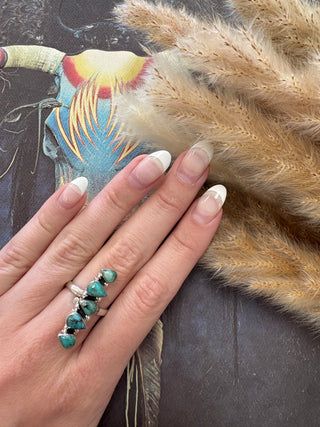 Small Genuine Turquoise Teardrop Ring