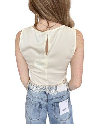 White Lace Detail Sleeveless Top