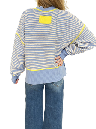 Contrast Trim Stripe Knit Sweater