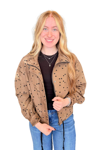 Polka Dot High Neck Jacket