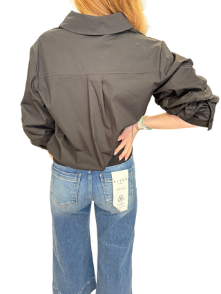 Cropped Shirt With Banded Hem